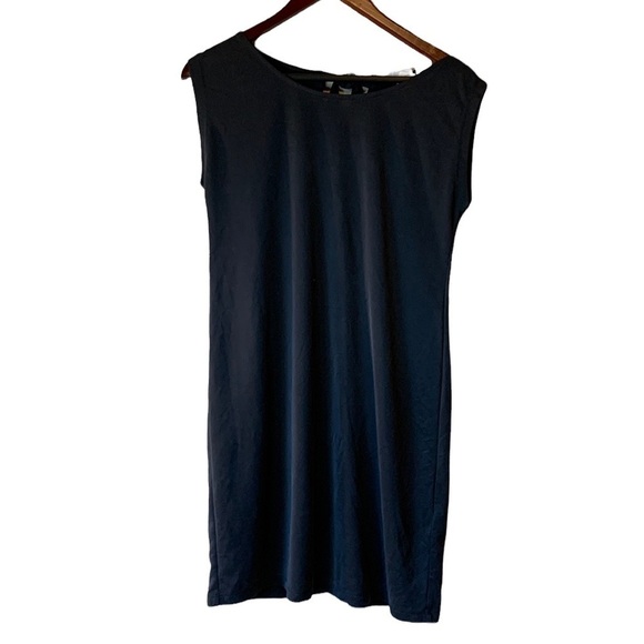 Sigrid Olsen Black Sleeveless Swing Dress Modal A-Line Pullover Back Bow Small - Picture 2 of 13